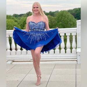 Gorgeous-Sherri Hill Royal blue strapless sequins strapless dress in a 14 Prom